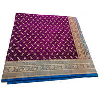 Ladies Party Wear Banarsi Saree - Color: Wine Magenta