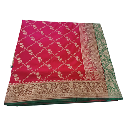 Pink Ladies Banarsi Nylon Silk Saree