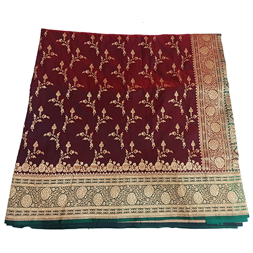 Maroon Banarsi Nylon Saree - Color: Multicolor