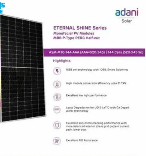 545W Adani MonoPERC Half Cut Solar Panel