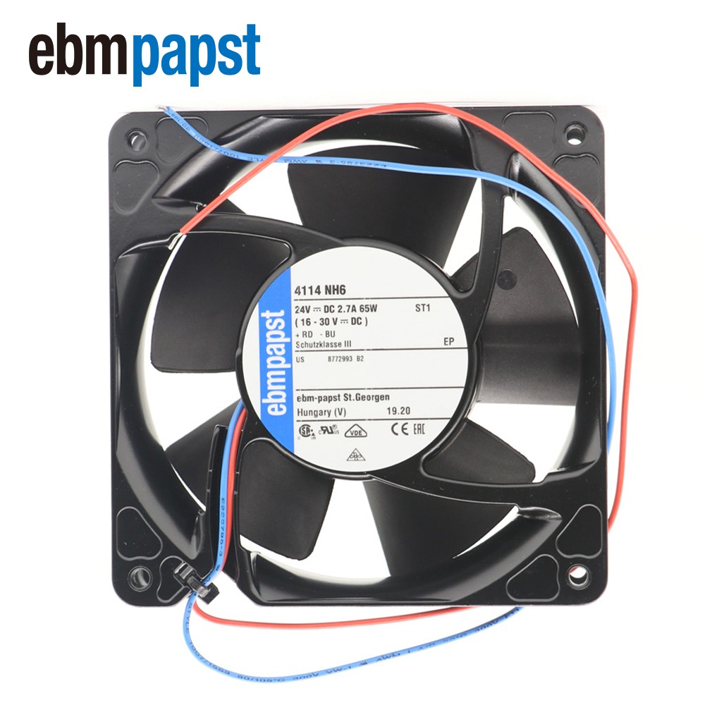ebmpapst 4114NH6 12038 120X120X38mm 12cm 24V DC 65W 2.7A Ball Bearing 4100N Series Inverter Cabinet Axial Cooling Fan
