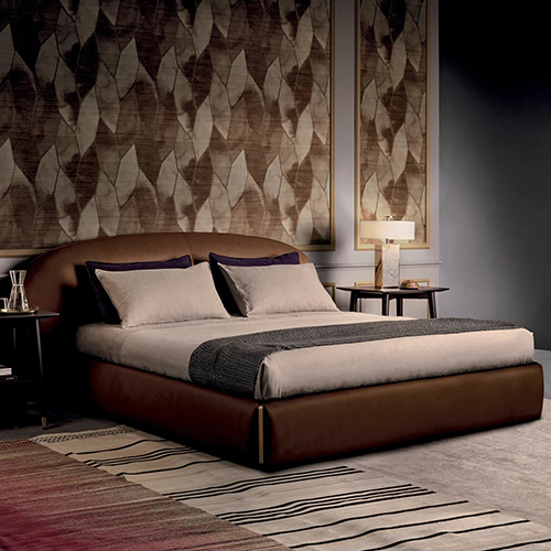 Contemporary Leather Upholstered Curved Bed - Application: Household