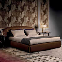 Contemporary Leather Upholstered Curved Bed - Application: Household
