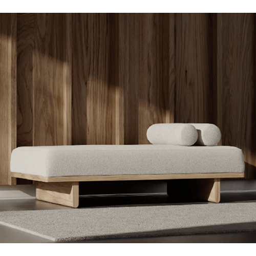 Button Upholstered Italian Designer Linen Chaise Longue