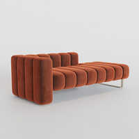 Button Upholstered Italian Designer Linen Chaise Longue