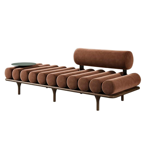 Button Upholstered Italian Designer Linen Chaise Longue