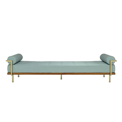 Button Upholstered Italian Designer Linen Chaise Longue