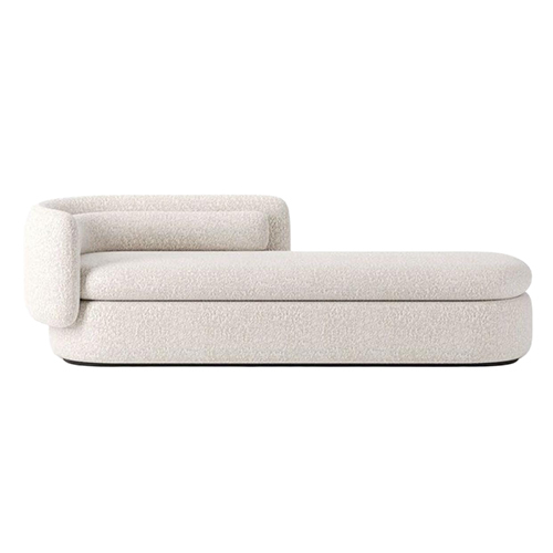 Button Upholstered Italian Designer Linen Chaise Longue - Design: Modern