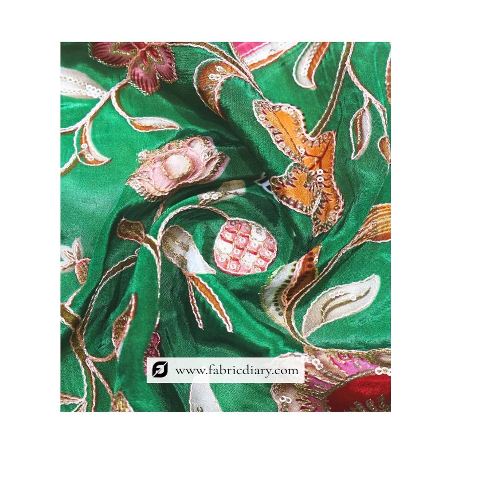 Grey Green Floral Panel Printed Fabric Bangalore Design Hub