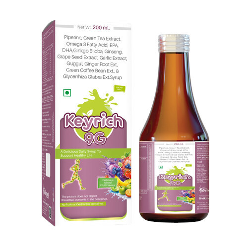 200Ml Piperine Green Tea Extract Omega 3 Fatty Acid Epa Dha Ginkgo Biloba Gineng Grape Seeds Ext Syrup - Purity(%): 100%