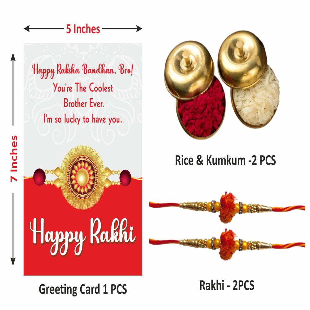 Raksha Bandhan Decoration Kit - 11 Pcs Combo - Banner, Cutouts, Rakhis, Card & Kumkum Set - Features: Good Quality