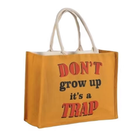 Large Size Customized Jute Bag Rope Handle Yellow Color Embroidery Decoration Kitchen Shopping Bag Printed Letter Logo Lunch B