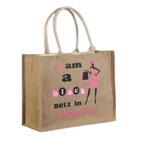 Customized Large Size Jute Bag Rope Handle Natural Color Kitchen Shopping Bag Embroidery Letter Printed Lunch Bag Logo
