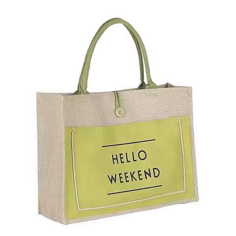 Linen Luxury Tote Large Capacity Female Casual Shoulder Bag Handbag Jute Tote Shopping Bag Accept Customized Logo Cartoon