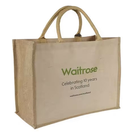 Wholesale Eco-Friendly Jute Grocery Shopping Tote Bags Printed Reusable Fashionable Design