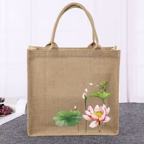 New Arrival High Quality Jute Tote Pouch Eco-Friendly Big Bag With Custom Logo Print Screen Pattern for Shopping