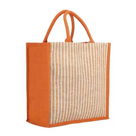 Large Custom Printed Natural Eco-Friendly Jute Shopping Bag Beach Tote With Logo Plain Jute Shopping Bag