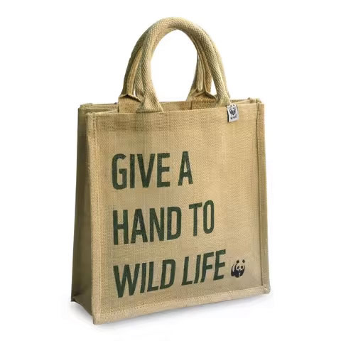 Custom Logo Printed Stylish Jute Tote Bag Thick White Cotton Handle Canvas Woven Material Shopping Travel Outdoor Use Perfect