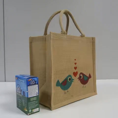 Eco-friendly Reusable Jute Tote Bag Natural Color Burlap Bag with Custom Logo Shopping Bag