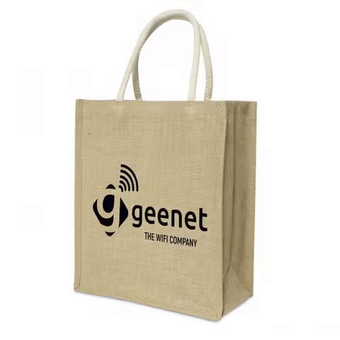 Wholesale Custom Printed Large Natural Eco-Friendly Hessian Tote Beach Bag Button Customisable Plain Burlap Jute Shopping Bag