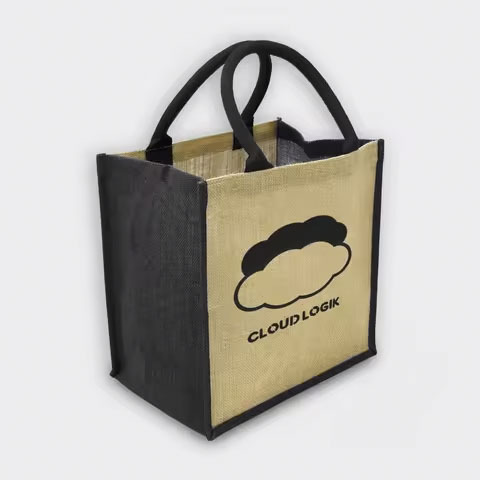 Custom Logo Printed Women's Linen Tote Jute Bag Fashionable Reusable Travel Handle Shopping Bag Gift Promotional Bags