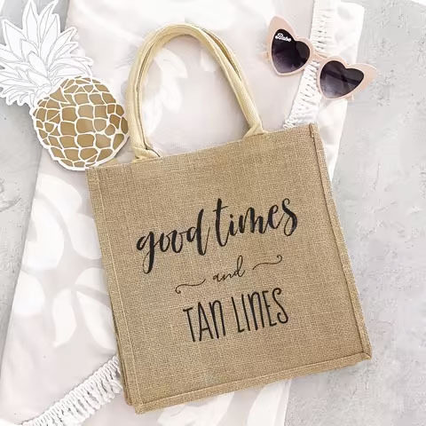 Custom Printed Eco Organic Jute Fabric Tote Bag Standard Size Wholesale Natural Souvenir Shopping Bags for Beach