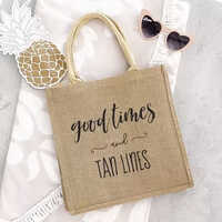 Custom Printed Eco Organic Jute Fabric Tote Bag Standard Size Wholesale Natural Souvenir Shopping Bags for Beach