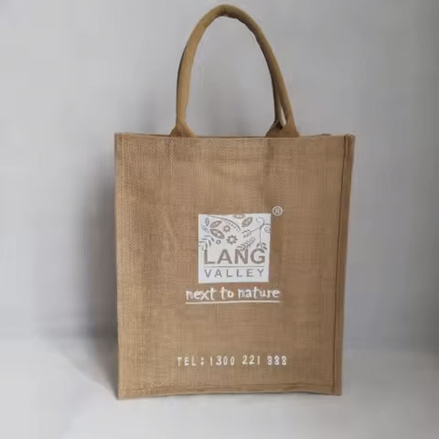 Custom Designed Friendly Cotton & Jute Tote Daily Grocery Gift with Personalized Logo & Letter Pattern Shopping Bags