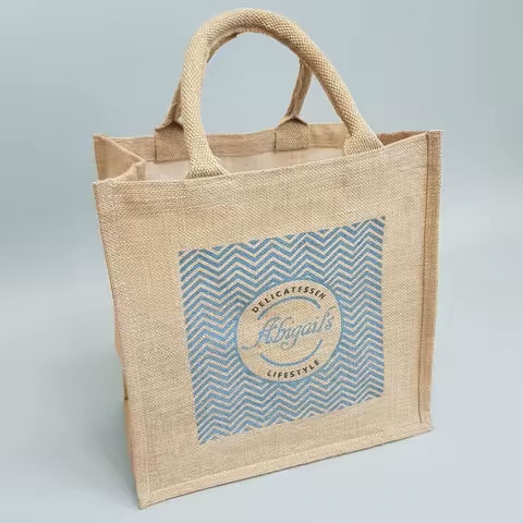 Custom Logo Limited Jute Edition Tote Bag Eco-Friendly Button Closure Beach and Shopping Bag