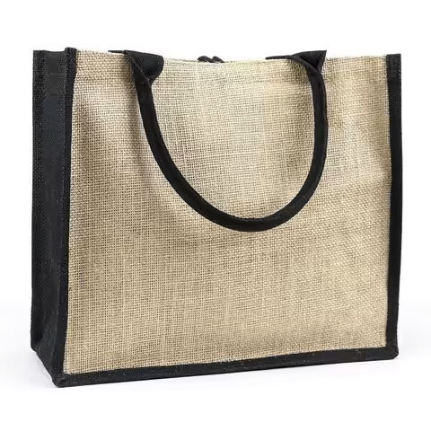 Custom Printed Eco-Reusable Heavy Duty Burlap Handbag Reusable Shopping Jute Bag Sustainable and Stylish