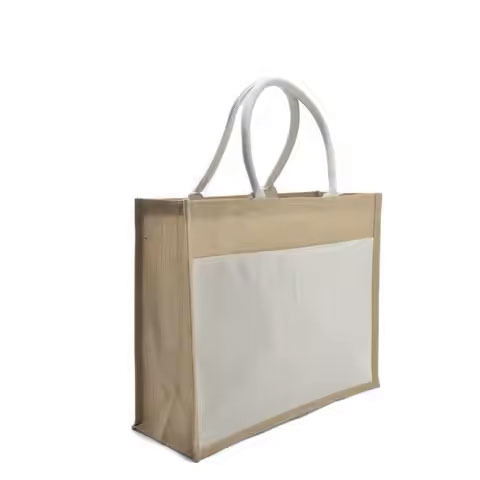 2025 Eco-friendly Jute Tote Bag High Quality Durable Burlap Canvas Custom Logo Portable Shoulder Shopping Bag Letter Pattern