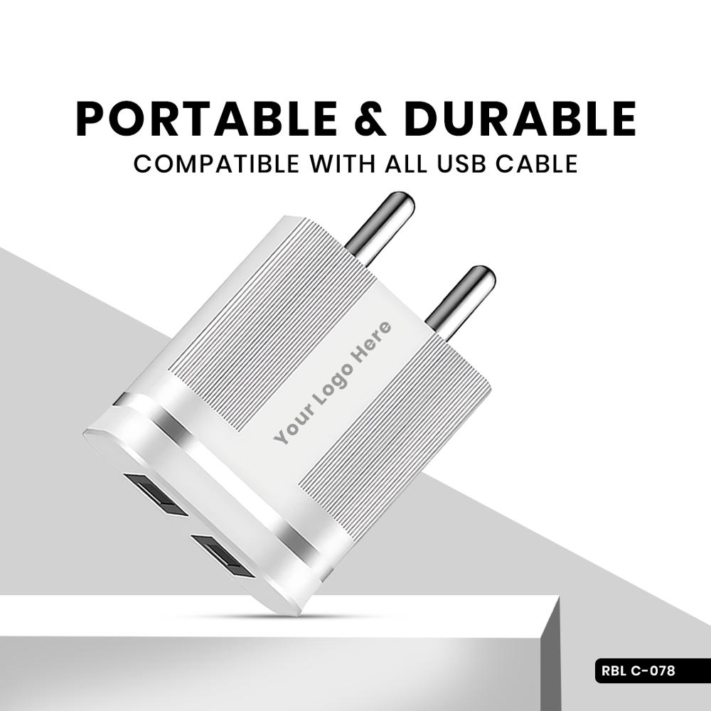 Dual Port USB Wall Charger Fast & Safe Charging Adapter for Smartphones & USB Devices ( C 078)