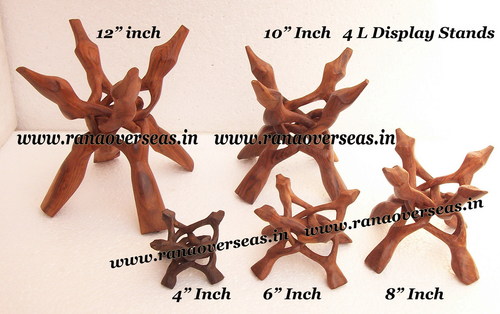 Wooden Hand Carved Display Stands - Tigerwood, Polished Finish, Foldable Design | Indian Style for Kids Room, Brass Accents, Machine Cut Technology