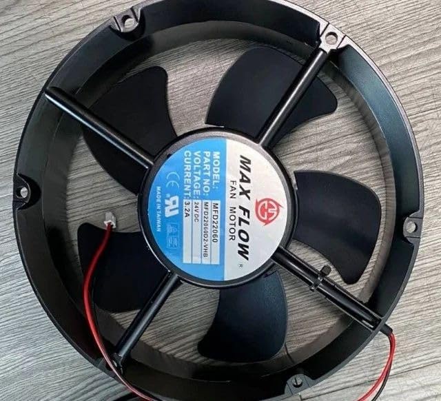 MAX FLOW MFD22060D2-VH Axial Fan 24V-3.2A DC Brushless Air Cooling Fan 3000 RPM 220 * 220 * 60mm 2Pin (Metal)