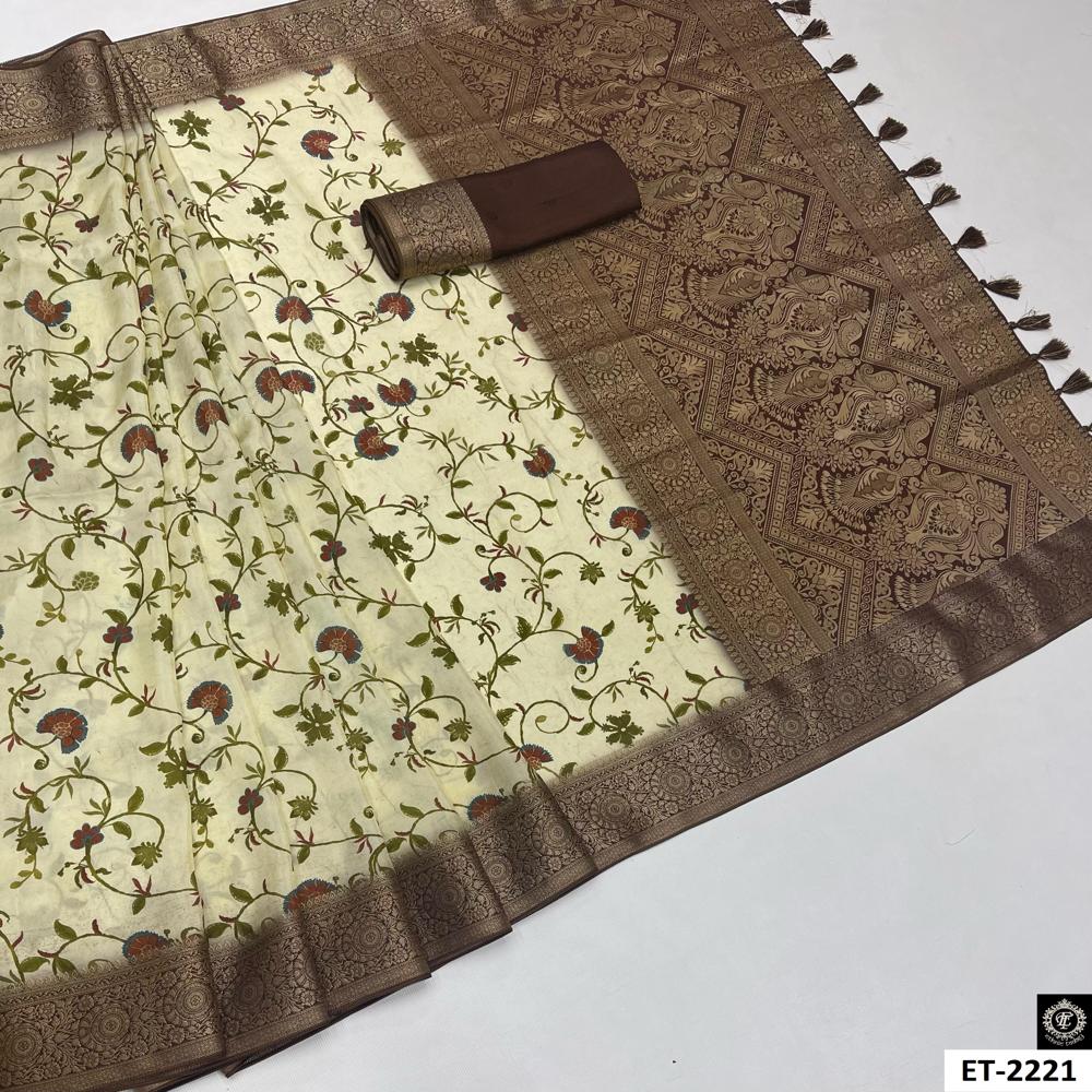 CREAM YELLOW SHADE SAREE