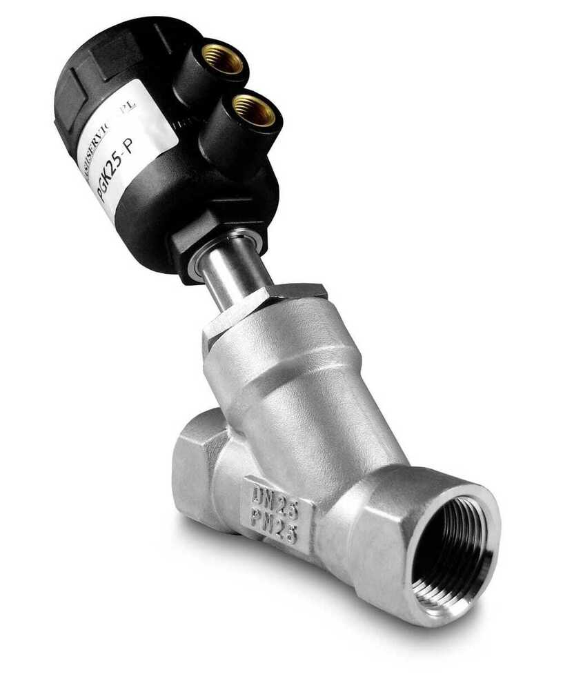 2-2 WAY PNEUMATIC ACTUATED PISTON ANGLE SEAT Y TYPE CONTROL VALVE SCREWED AND FLANGED