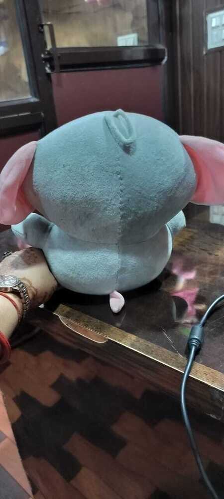 Appu Elephant Soft Toys - Plush Toy Made From Soft Fabric, 12 Inches Tall, Pink Inner Ears With Circular Belly Patch, Ideal For Kids' Playtime