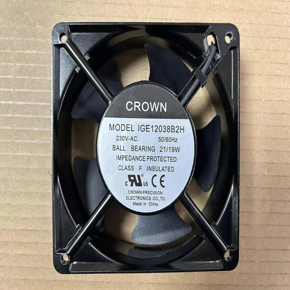 CROWN IGE12038B2H Axial Fan 220V-50/60Hz 21/19W DC Brushless Air Cooling Fan 4000 RPM 120 * 120 * 38mm 2Wire (Metal)