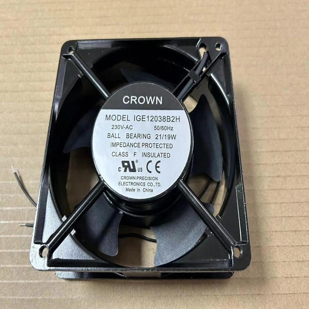 CROWN IGE12038B2H Axial Fan 220V-50/60Hz 21/19W DC Brushless Air Cooling Fan 4000 RPM 120 * 120 * 38mm 2Wire (Metal)
