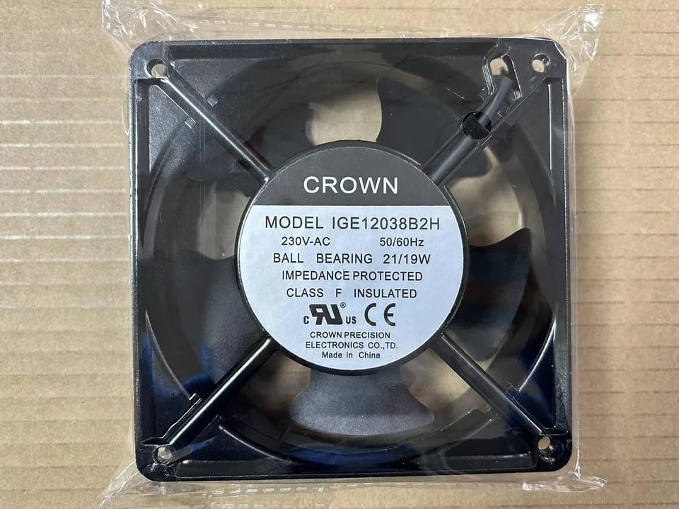 CROWN IGE12038B2H Axial Fan 220V-50/60Hz 21/19W DC Brushless Air Cooling Fan 4000 RPM 120 * 120 * 38mm 2Wire (Metal)
