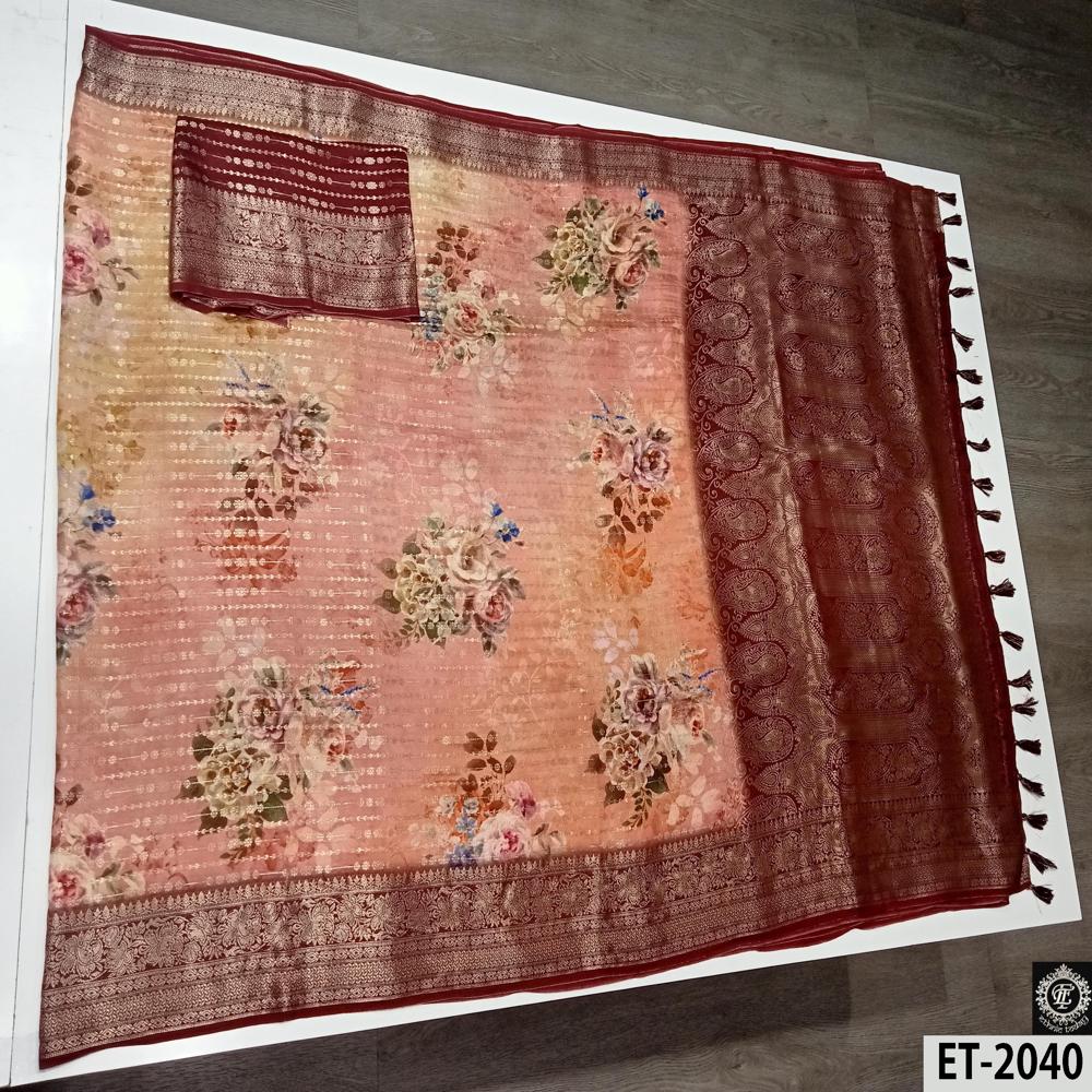 Elegance Red Floral Saree