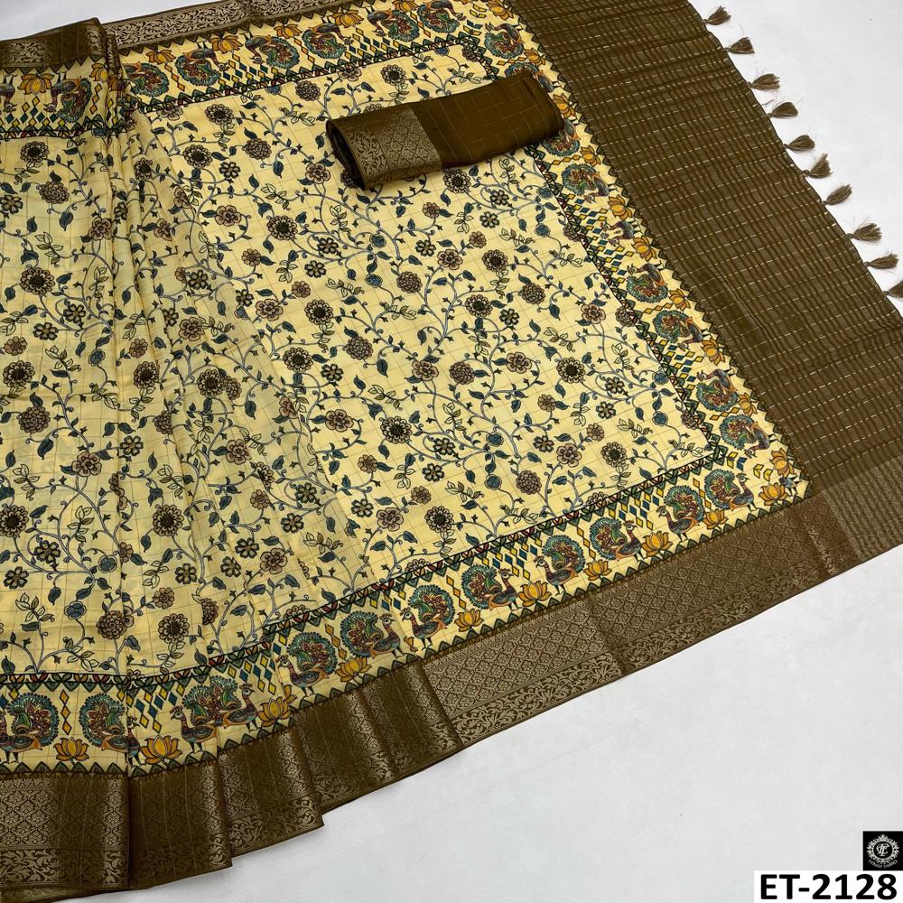 Ethnic Printed Saree With Blouse Piece