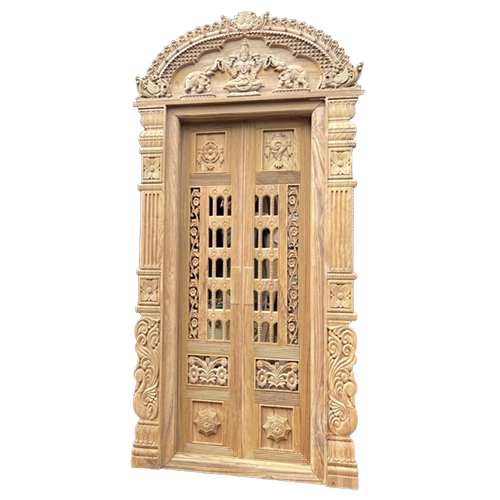 Teakwood Designer Pooja Room Door