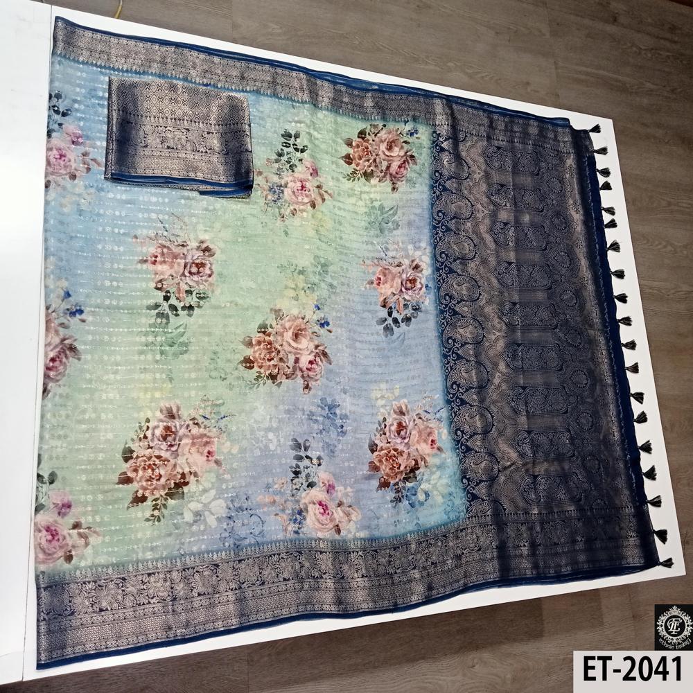 Blue Mist Multi Floral Saree