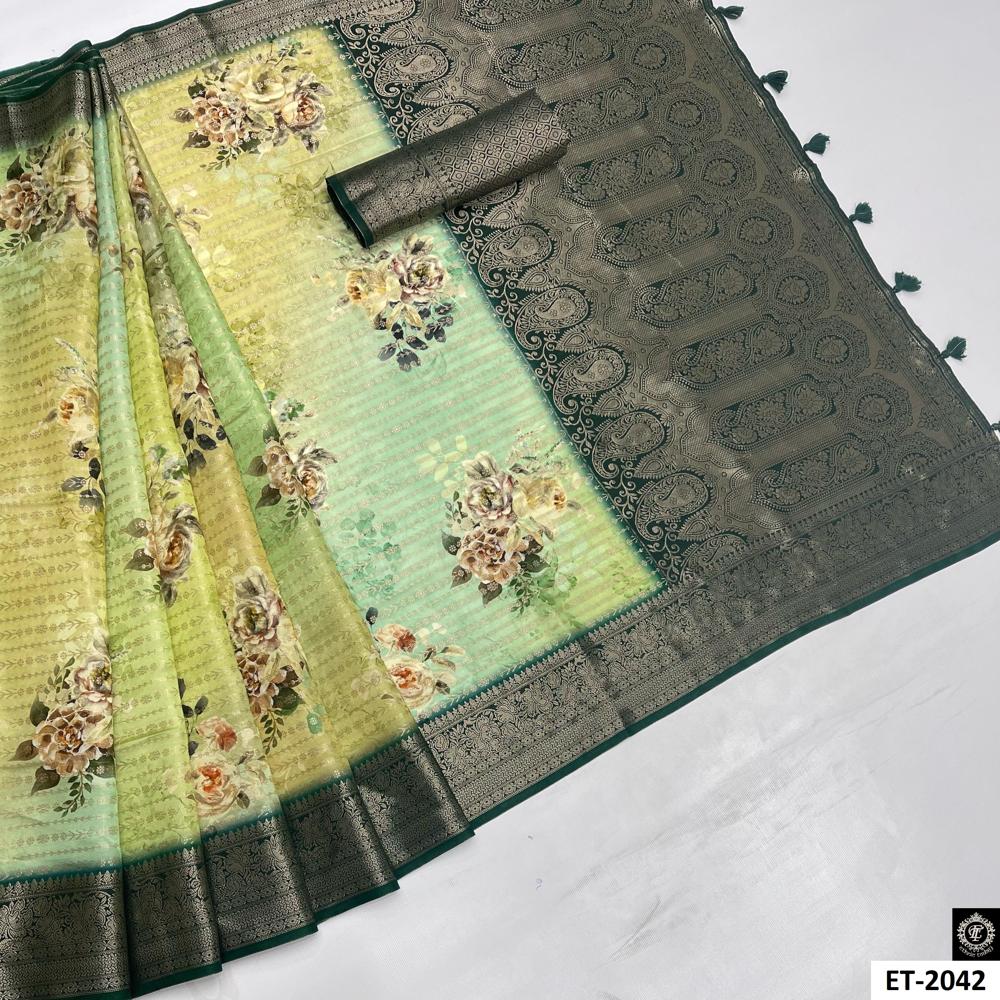 Green Grace Floral Designer Saree