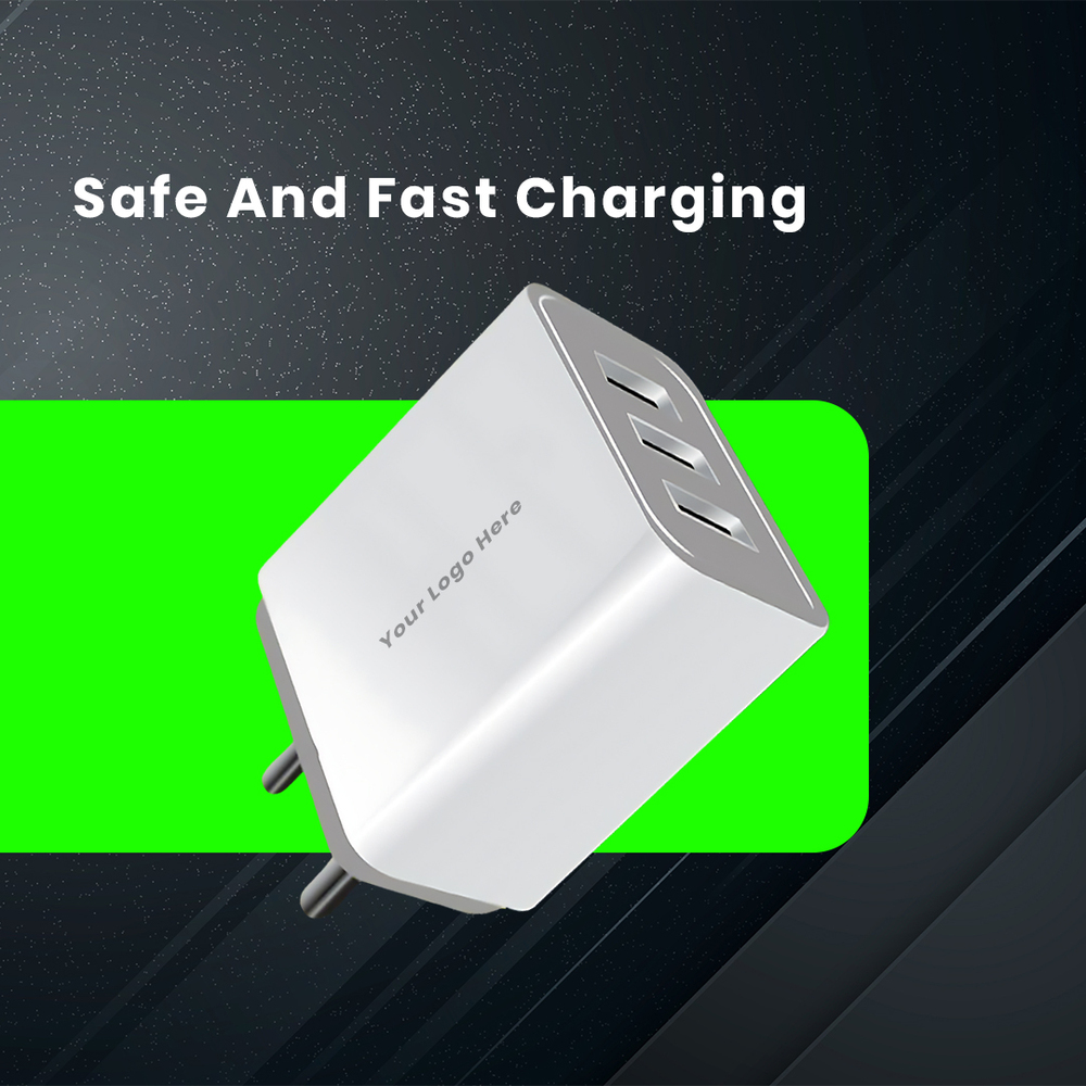 3-Port USB Travel Charger Fast Charging Adapter for Smartphones Tablets & More C 064