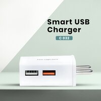 Portable Dual USB Wall Charger for All Smartphones Fast Charging Anytime, Anywhere (C 032)
