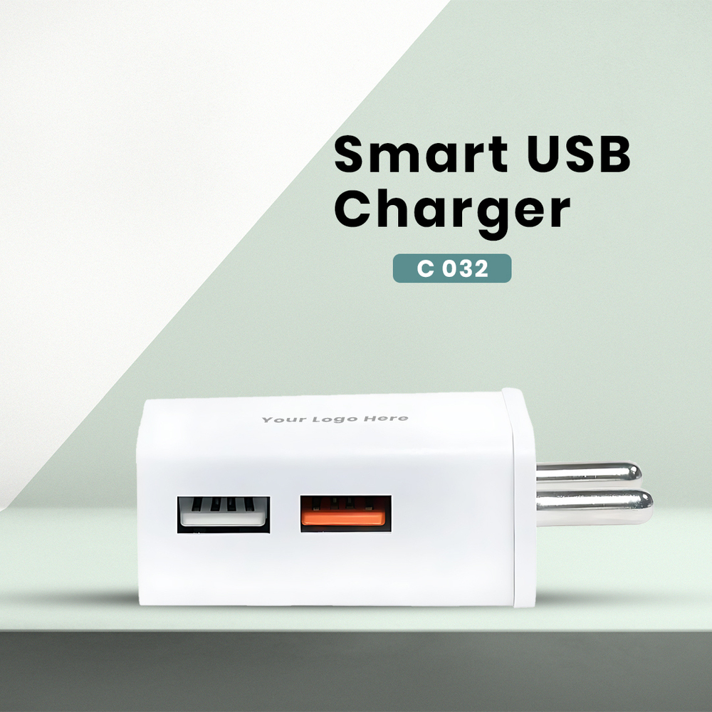 Usb Charger - Plastic Body, Compact Design | White Color, Fast Charging Capability