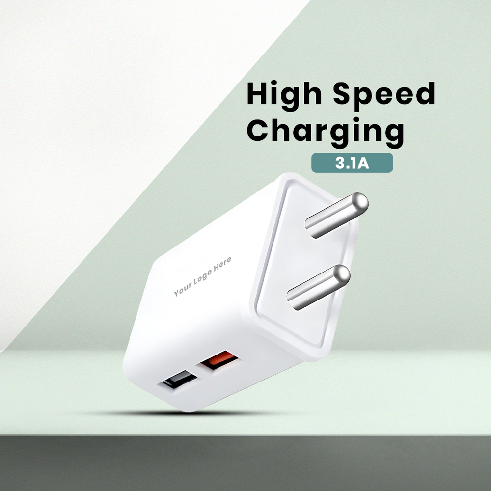 Usb Charger - Plastic Body, Compact Design | White Color, Fast Charging Capability
