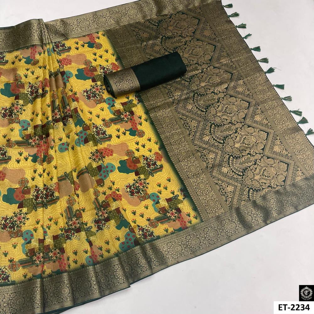 DARK YELLOW PARTYWEAR SAREE